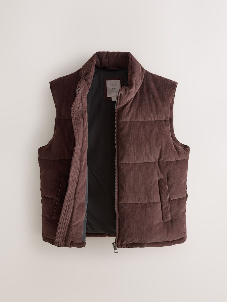 Brown Corduroy Padded Gilet - Image 2 of 4