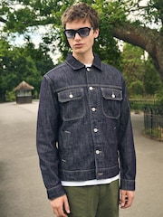Dark Wash Denim Stripe Trucker Jacket - Image 1 of 13