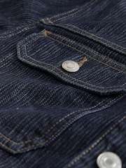 Dark Wash Denim Stripe Trucker Jacket - Image 12 of 13