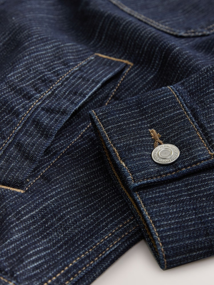 Dark Wash Denim Stripe Trucker Jacket - Image 13 of 13
