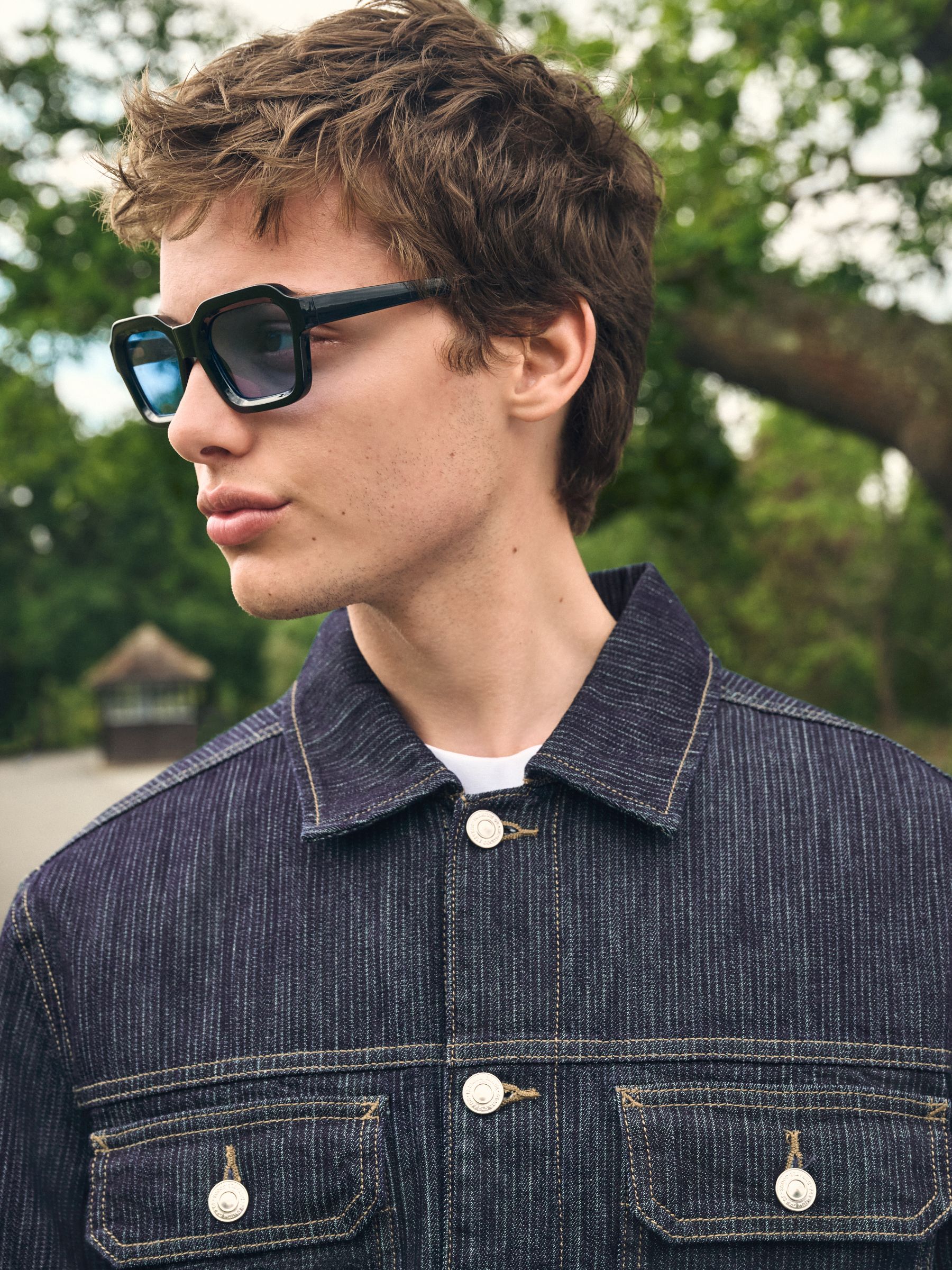 Buy Dark Wash Denim Stripe Trucker Jacket from Next USA
