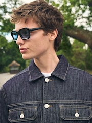 Dark Wash Denim Stripe Trucker Jacket - Image 2 of 13