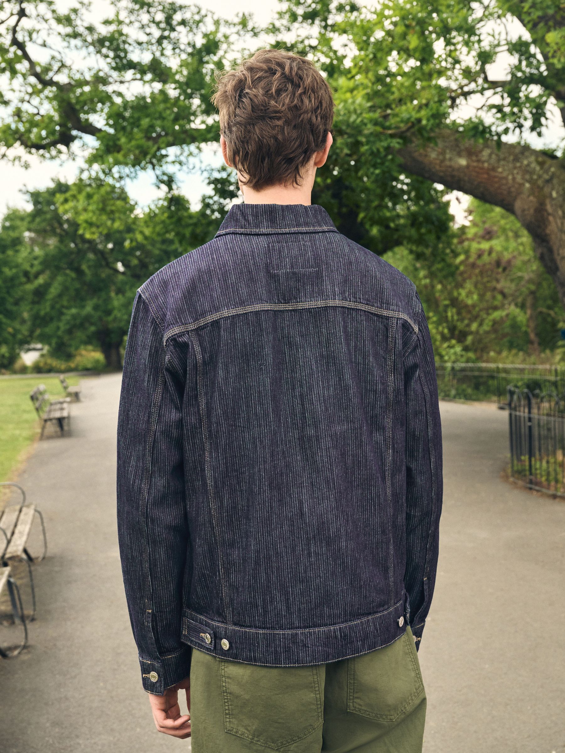 Buy Dark Wash Denim Stripe Trucker Jacket from Next USA