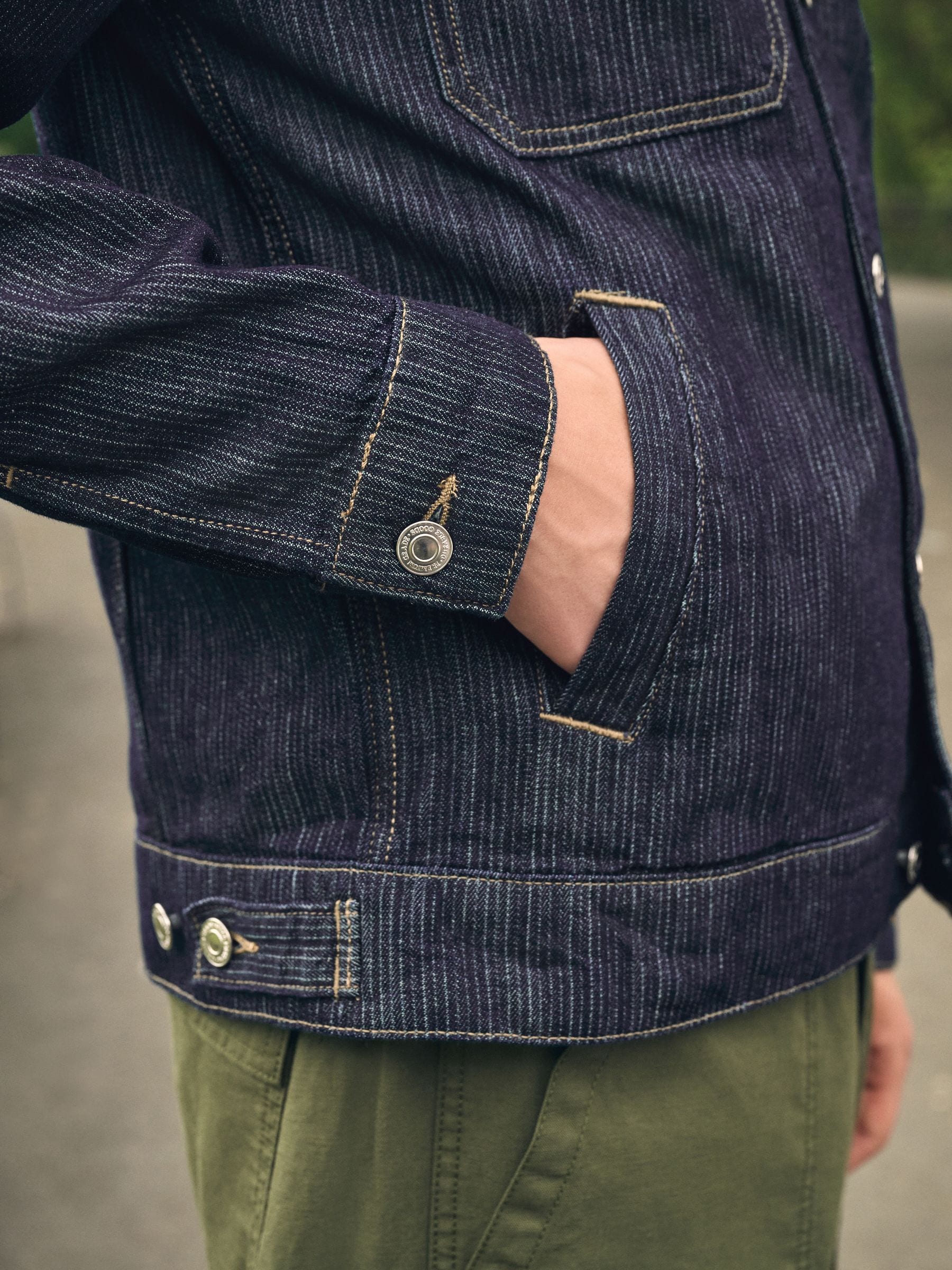 Buy Dark Wash Denim Stripe Trucker Jacket from Next USA