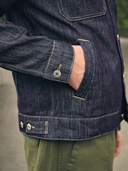 Dark Wash Denim Stripe Trucker Jacket - Image 7 of 13