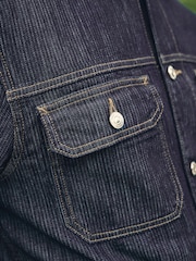 Dark Wash Denim Stripe Trucker Jacket - Image 8 of 13