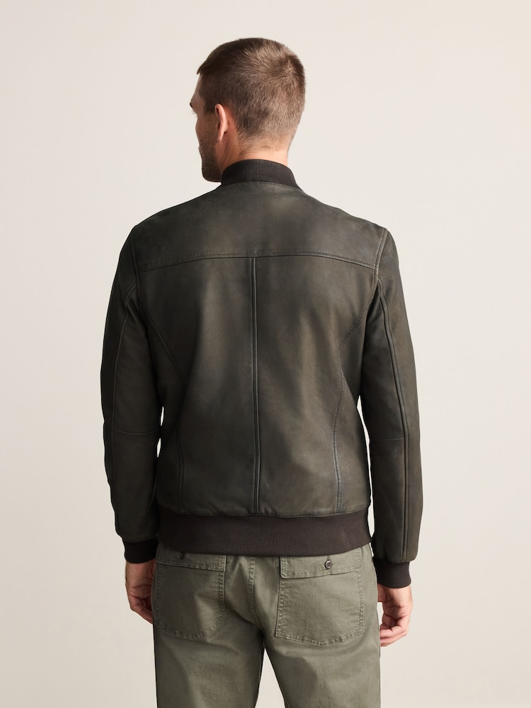 Brown Nubuck Signature Leather Bomber Jacket - Image 2 of 13 Brown Nubuck Signature Leather Bomber Jacket - Image 2 of 13