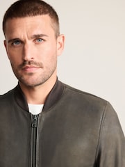 Brown Nubuck - Jaqueta Bomber de couro exclusiva - Imagem 3 de 13