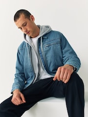 Blue Denim Borg Lined Worker Jacket - Image 2 of 10