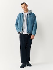 Blue Denim Borg Lined Worker Jacket - Image 6 of 10