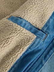 Blue Denim Borg Lined Worker Jacket - Image 8 of 10