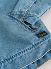 Blue Denim Borg Lined Worker Jacket - Image 9 of 10