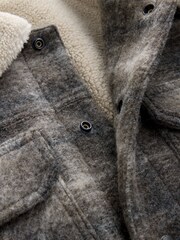 Check Wool Blend Borg Lined Trucker Jacket - Image 11 of 12