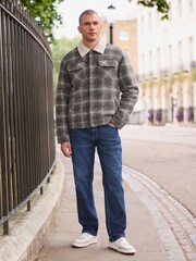 Check Wool Blend Borg Lined Trucker Jacket - Image 2 of 12