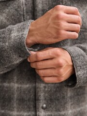 Check Wool Blend Borg Lined Trucker Jacket - Image 4 of 12