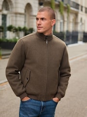 Neutral Wool Look Borg Lined Harrington Jacket - Image 1 of 12