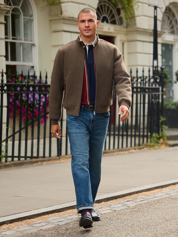 Neutral Wool Look Borg Lined Harrington Jacket - Image 2 of 12