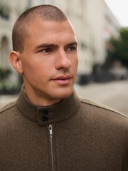 Neutral Wool Look Borg Lined Harrington Jacket - Image 3 of 12