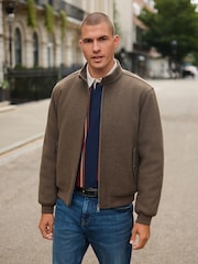 Neutral Wool Look Borg Lined Harrington Jacket - Image 5 of 12