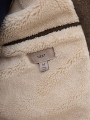 Neutral Wool Look Borg Lined Harrington Jacket - Image 6 of 12