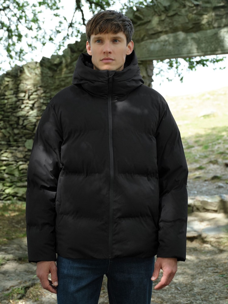 Black Regular Length ThermoGen Shower Resistant Puffer Jacket - Image 1 of 13
