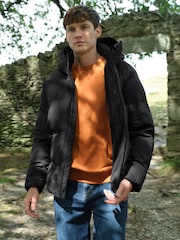 Black Regular Length ThermoGen Shower Resistant Puffer Jacket - Image 4 of 13