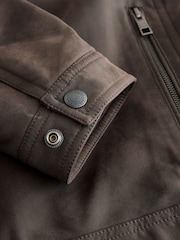 Brown Borg Lined Faux Leather Jacket - Image 14 of 15