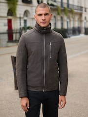 Brown Borg Lined Faux Leather Jacket - Image 2 of 15