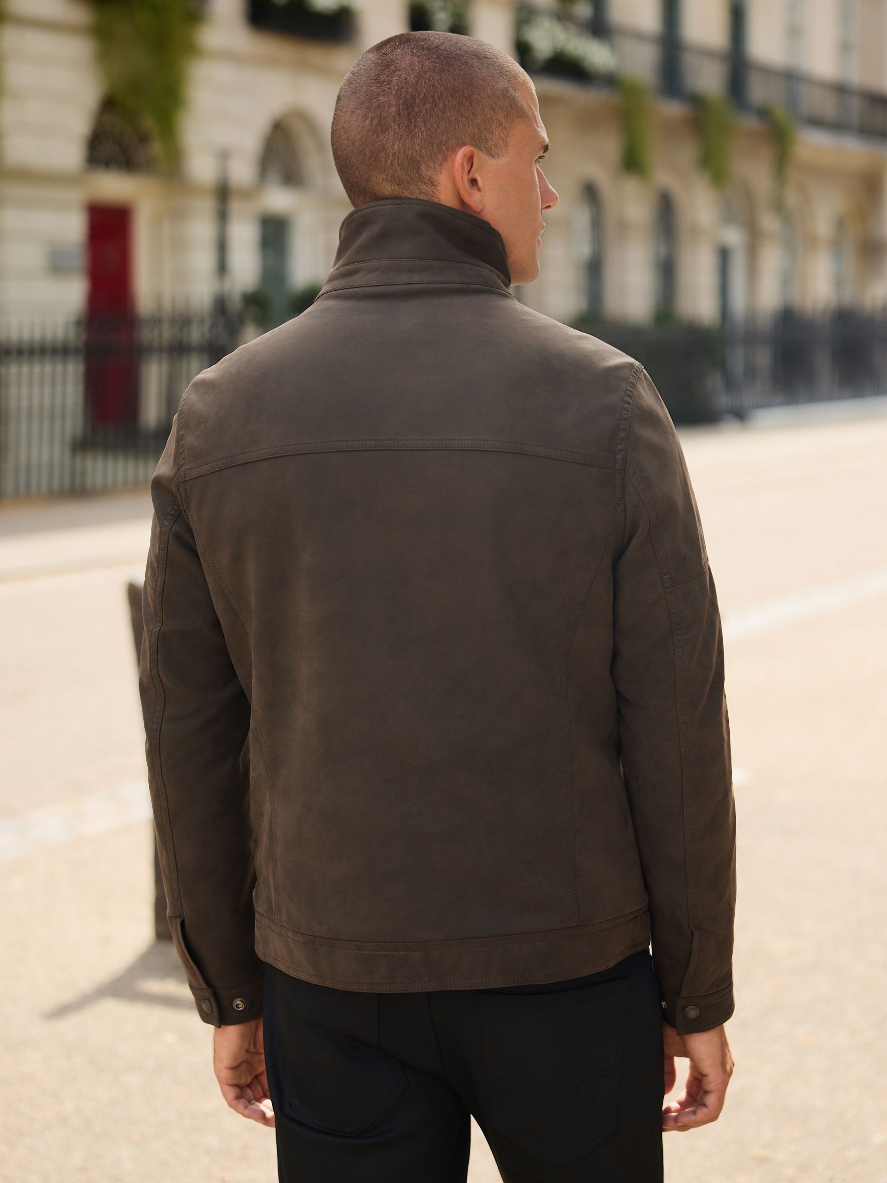 Buy Brown Borg Lined Faux Leather Jacket from Next USA