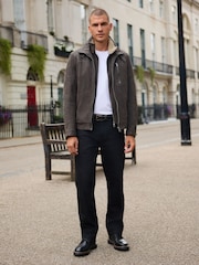 Brown Borg Lined Faux Leather Jacket - Image 4 of 15