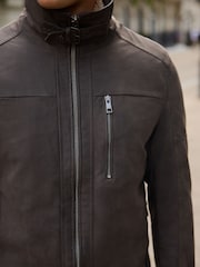 Brown Borg Lined Faux Leather Jacket - Image 5 of 15