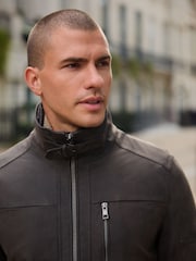 Brown Borg Lined Faux Leather Jacket - Image 9 of 15