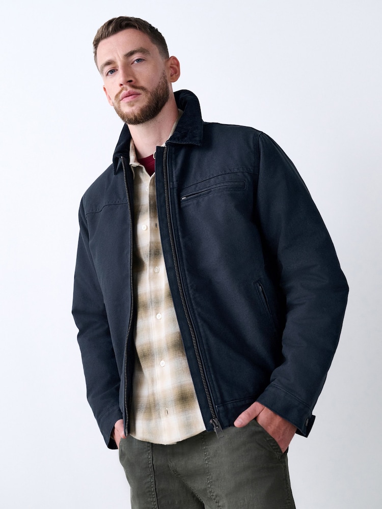 Blue Canvas Borg Lined Jacket - Image 1 of 12 Blue Canvas Borg Lined Jacket - Image 1 of 12
