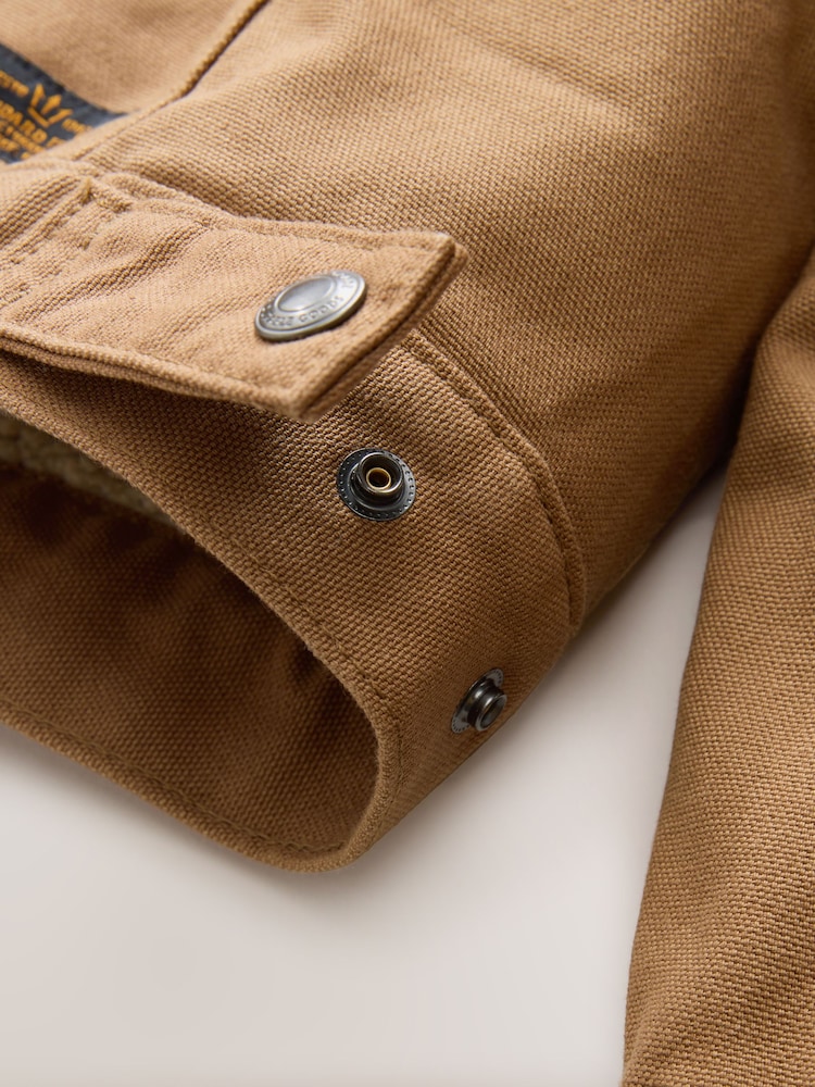 Tan Brown Canvas Borg Lined Jacket - Image 15 of 15 Tan Brown Canvas Borg Lined Jacket - Image 15 of 15