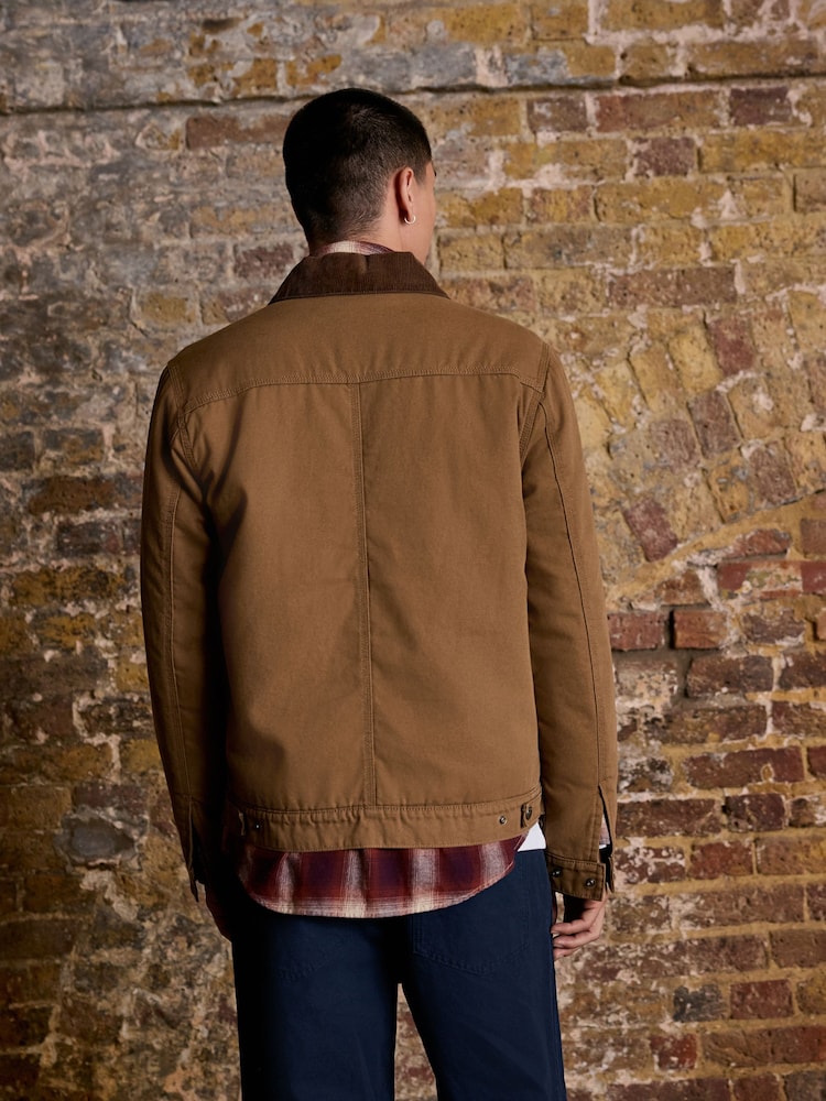Tan Brown Canvas Borg Lined Jacket - Image 2 of 15 Tan Brown Canvas Borg Lined Jacket - Image 2 of 15
