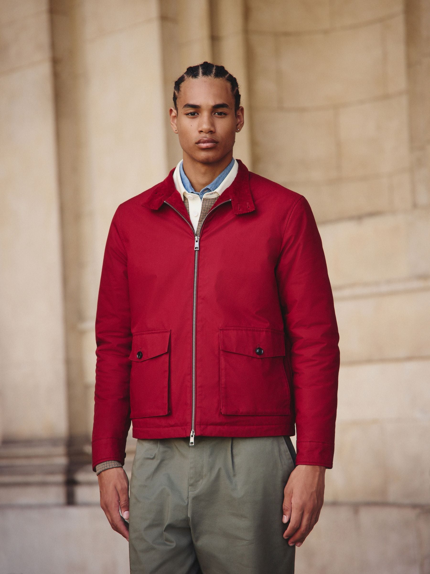 Buy Red Borg Lined Shower Resistant Harrington Jacket from Next USA
