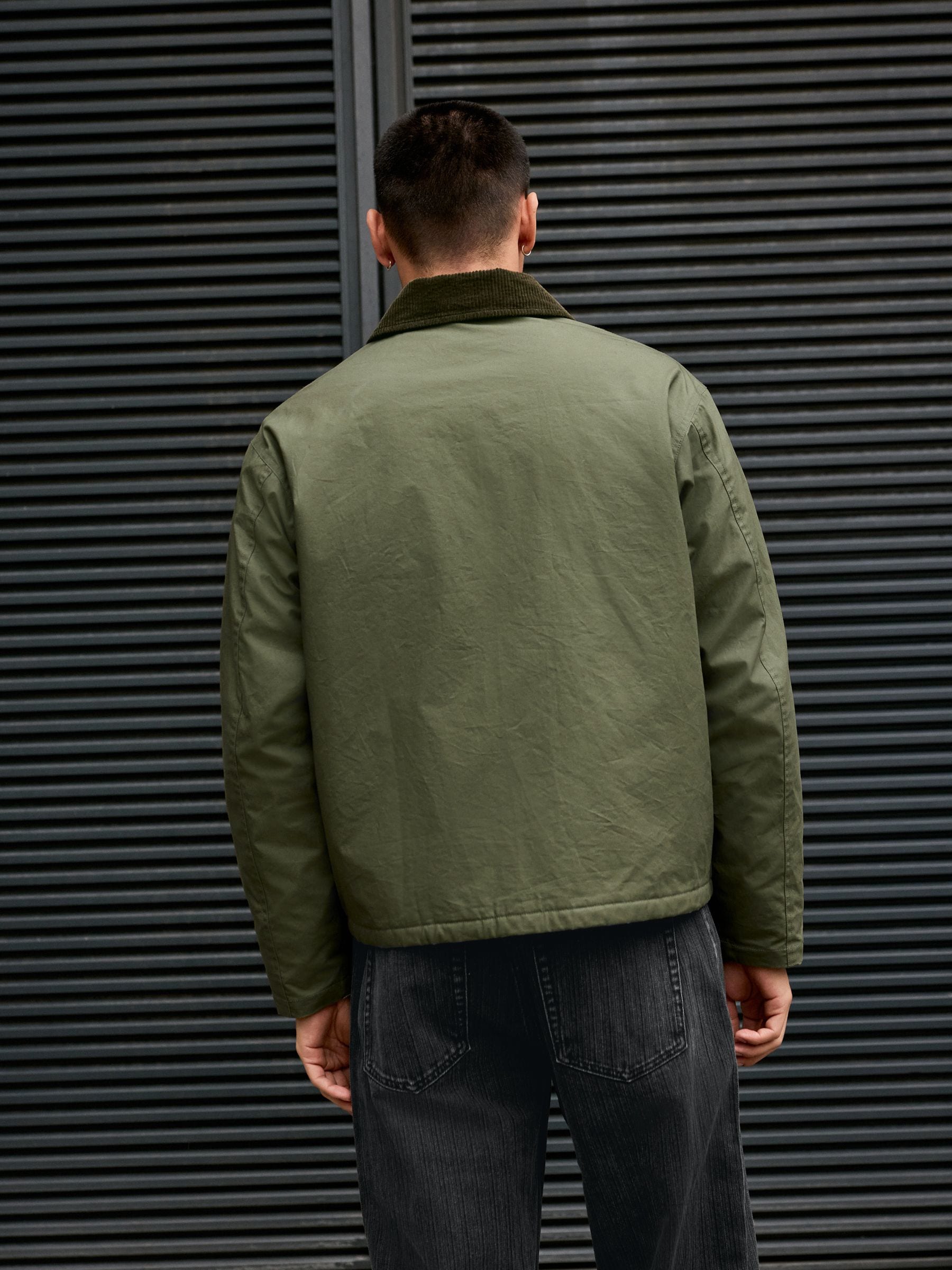 Buy Khaki Green Wax Corduroy Collar Barn Jacket from Next Canada
