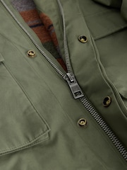 Khaki Green Waxed 4 Pocket Cord Collar Jacket - Image 9 of 11