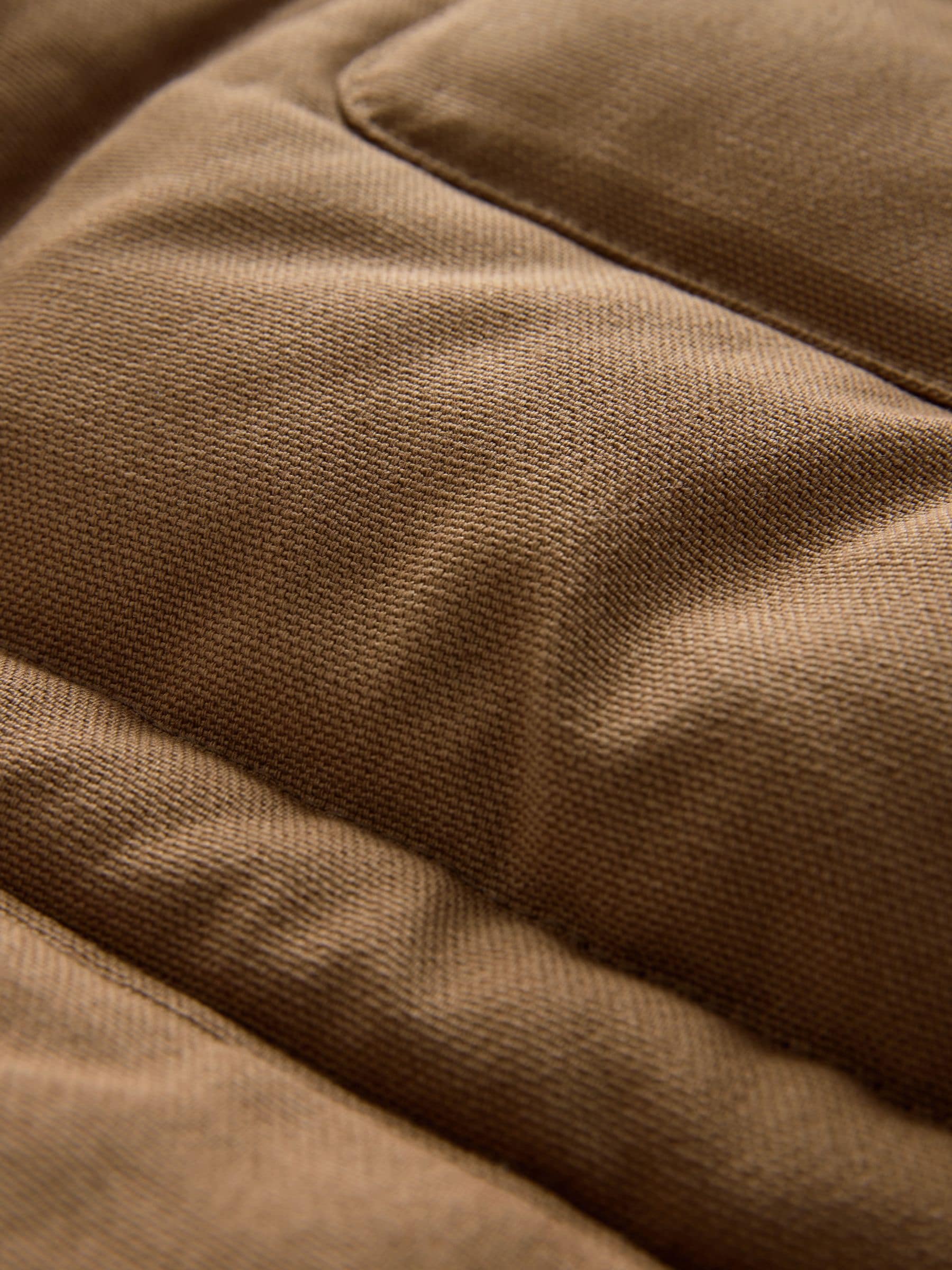 Buy Tan Brown Canvas Worker Puffer Jacket With Borg Collar from