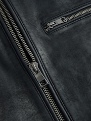 Negro - Nubuck Signature Leather Racer Jacket - Imagen 11 de 13