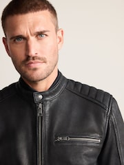 Negro - Nubuck Signature Leather Racer Jacket - Imagen 5 de 13