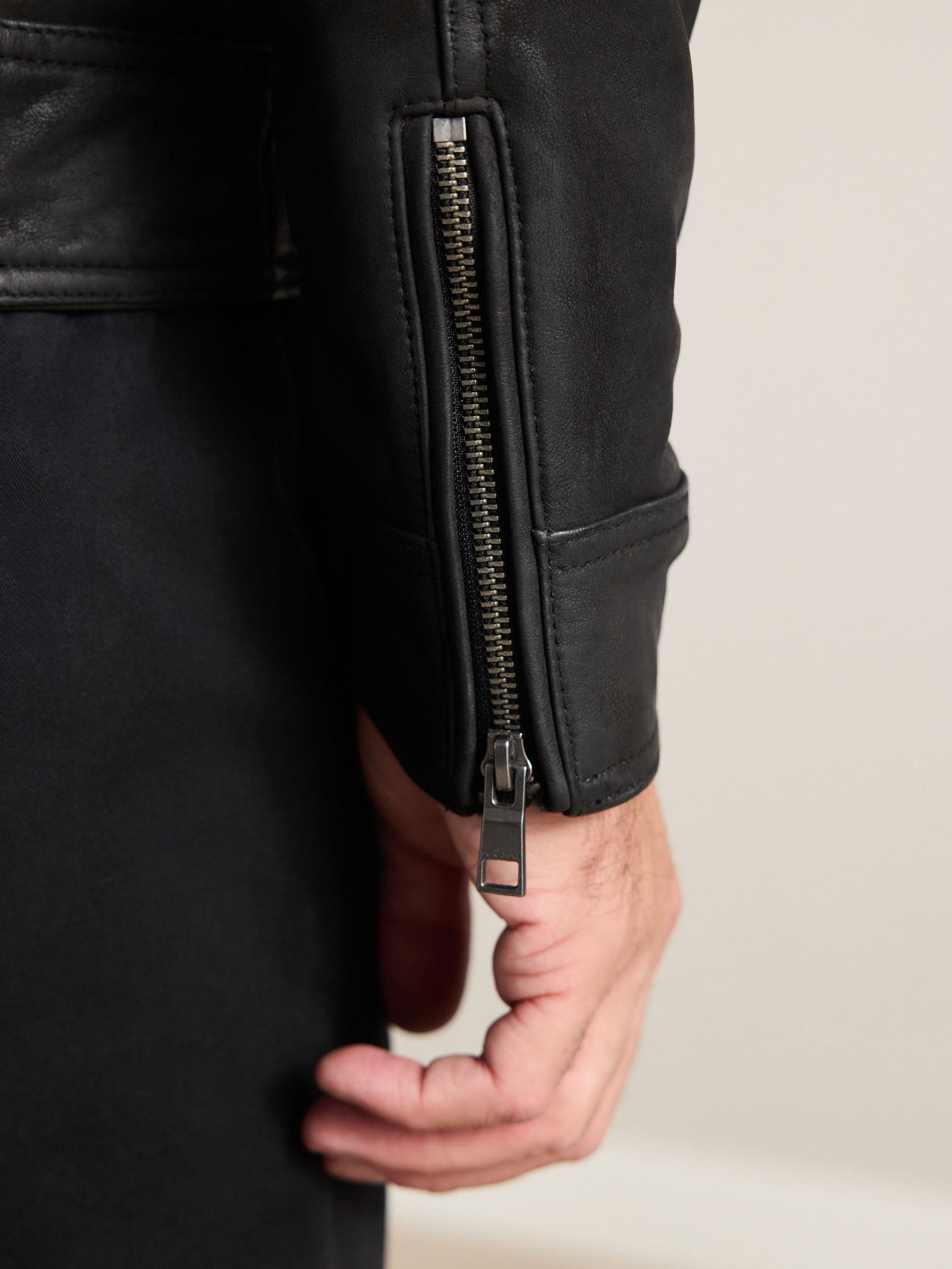 Buy Black Nubuck Signature Leather Racer Jacket from the Next UK