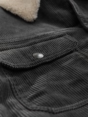črna - Corduroy (sintetična tkanina) borg Lined Trucker jakna; suknjič - Slika 12 iz 12