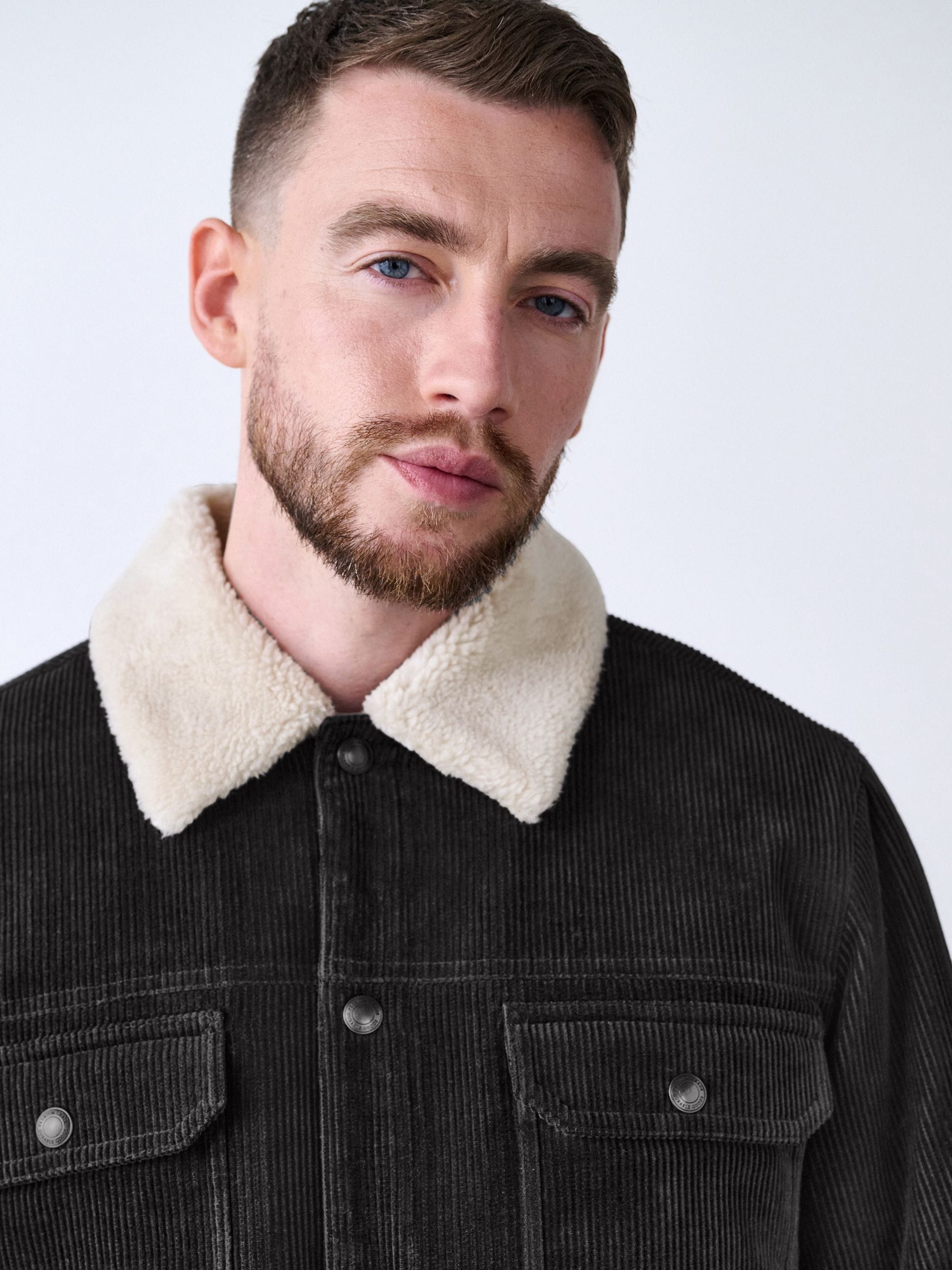 Buy Charcoal Grey Corduroy Borg Lined Trucker Jacket from Next USA