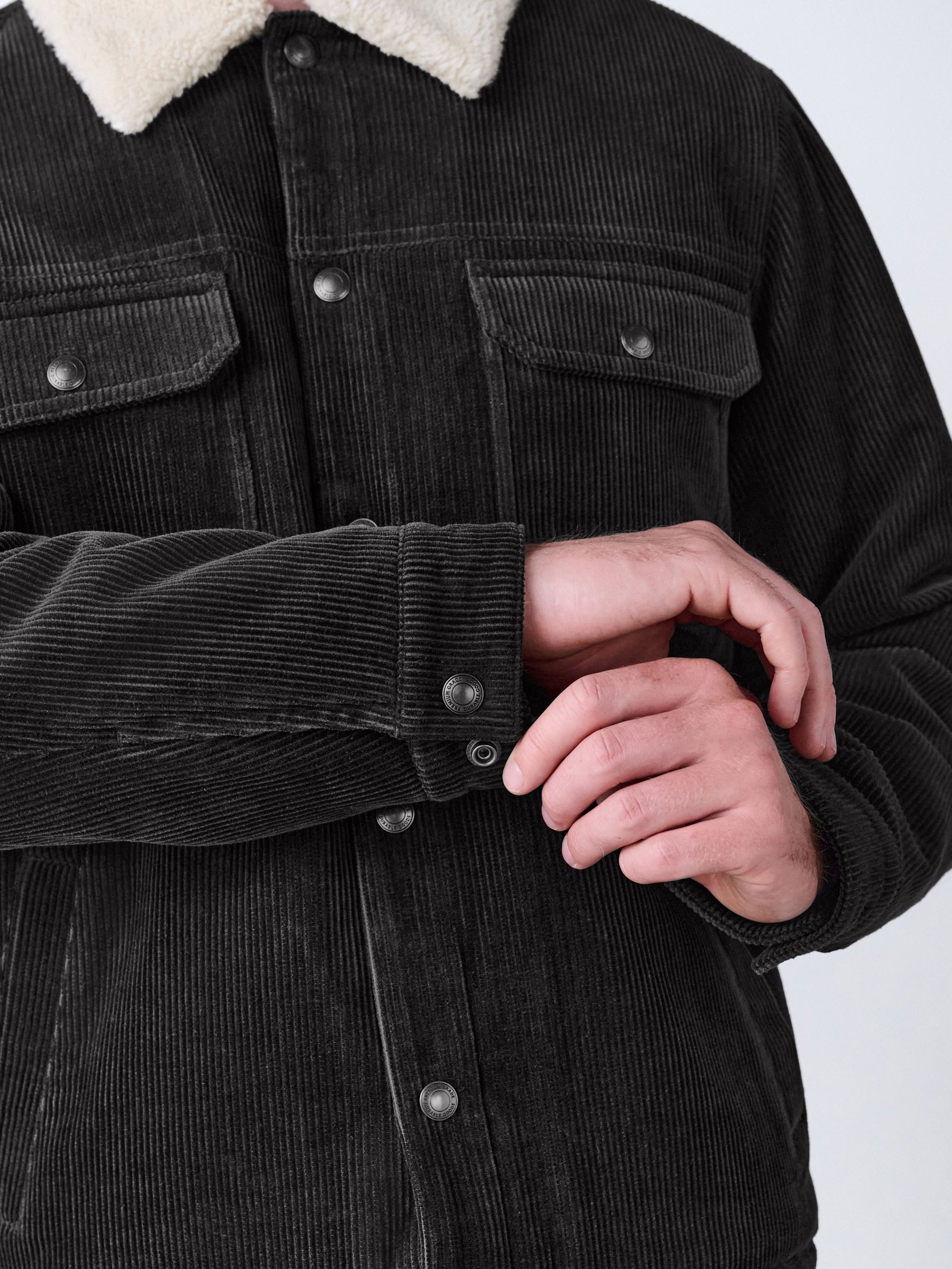 Buy Charcoal Grey Corduroy Borg Lined Trucker Jacket from Next USA