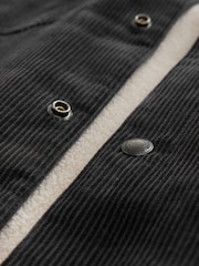 črna - Corduroy (sintetična tkanina) borg Lined Trucker jakna; suknjič - Slika 8 iz 12
