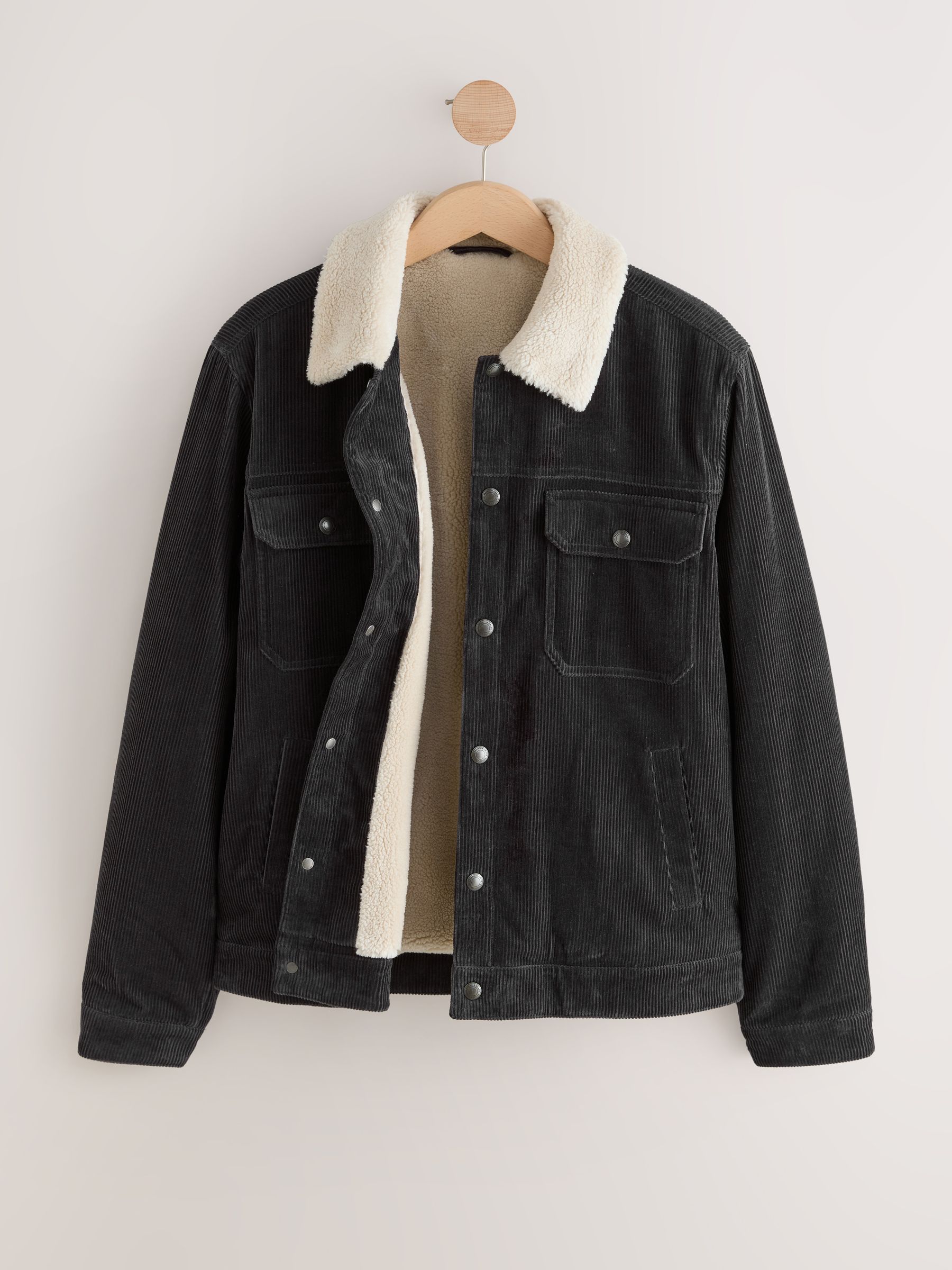 Buy Charcoal Grey Corduroy Borg Lined Trucker Jacket from Next USA