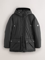 Black Textured Jacquard Parka Jacket - Image 10 of 16