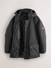 Black Textured Jacquard Parka Jacket - Image 11 of 16