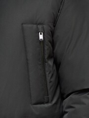 Black Textured Jacquard Parka Jacket - Image 12 of 16